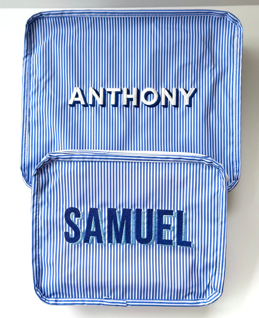 Stacked Pouches - Navy Stripe