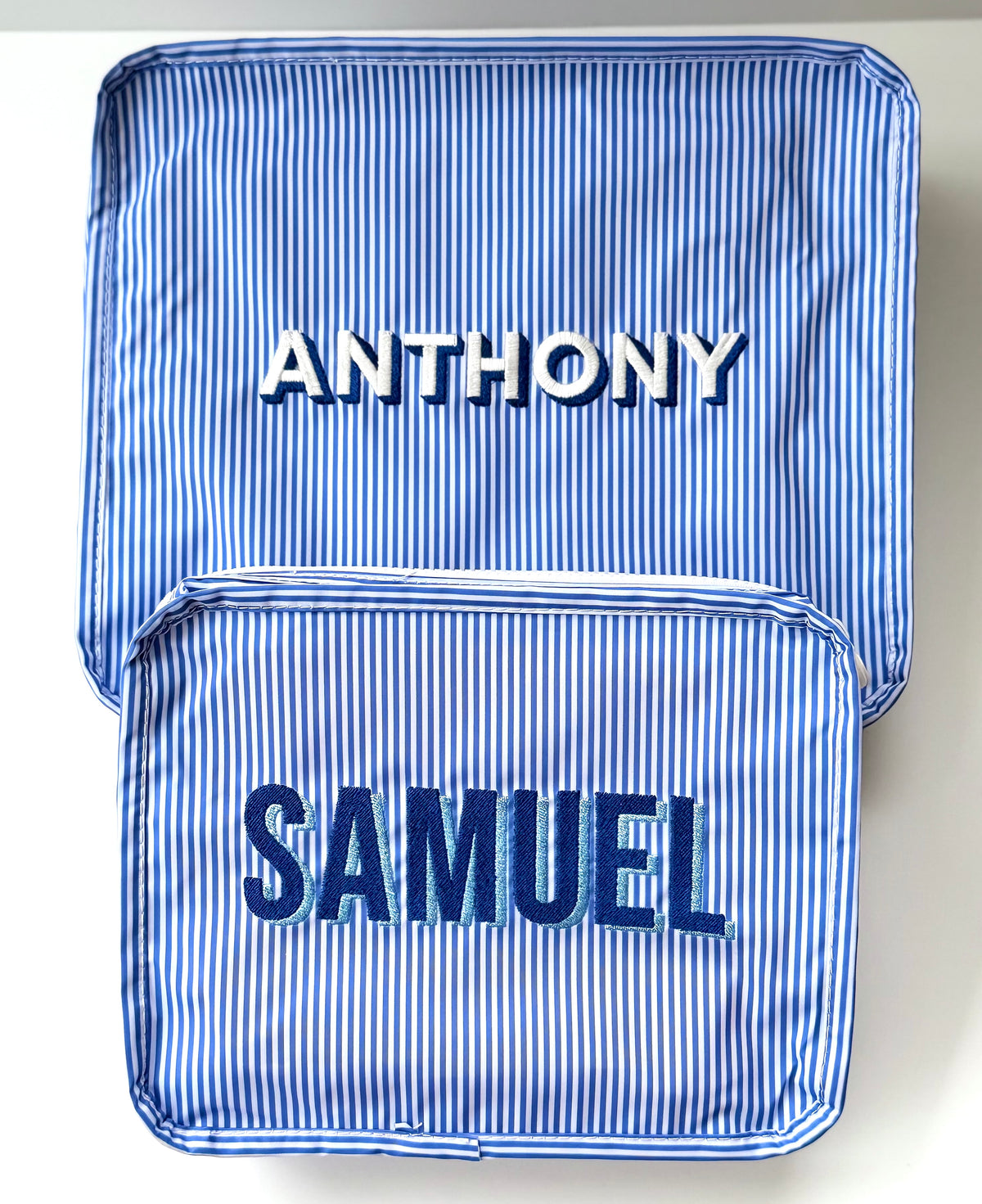 Stacked Pouches - Navy Stripe
