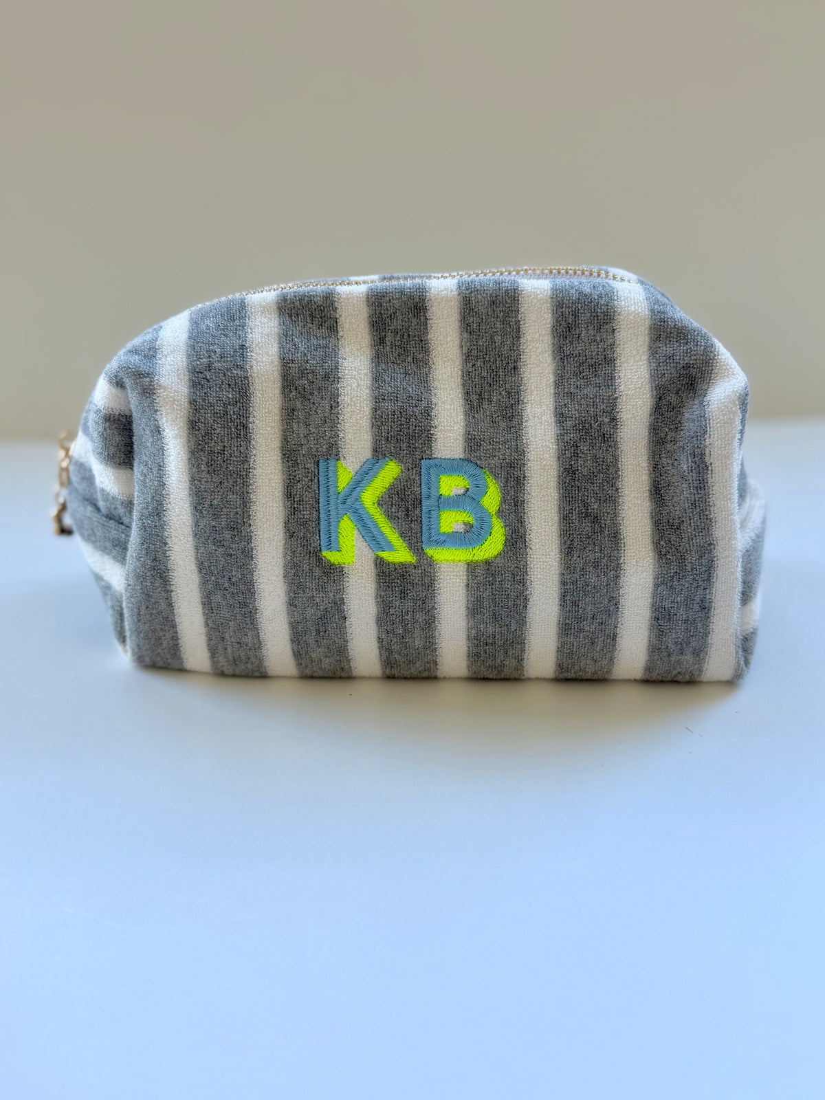 Terry Cloth Striped Cosmetic Case