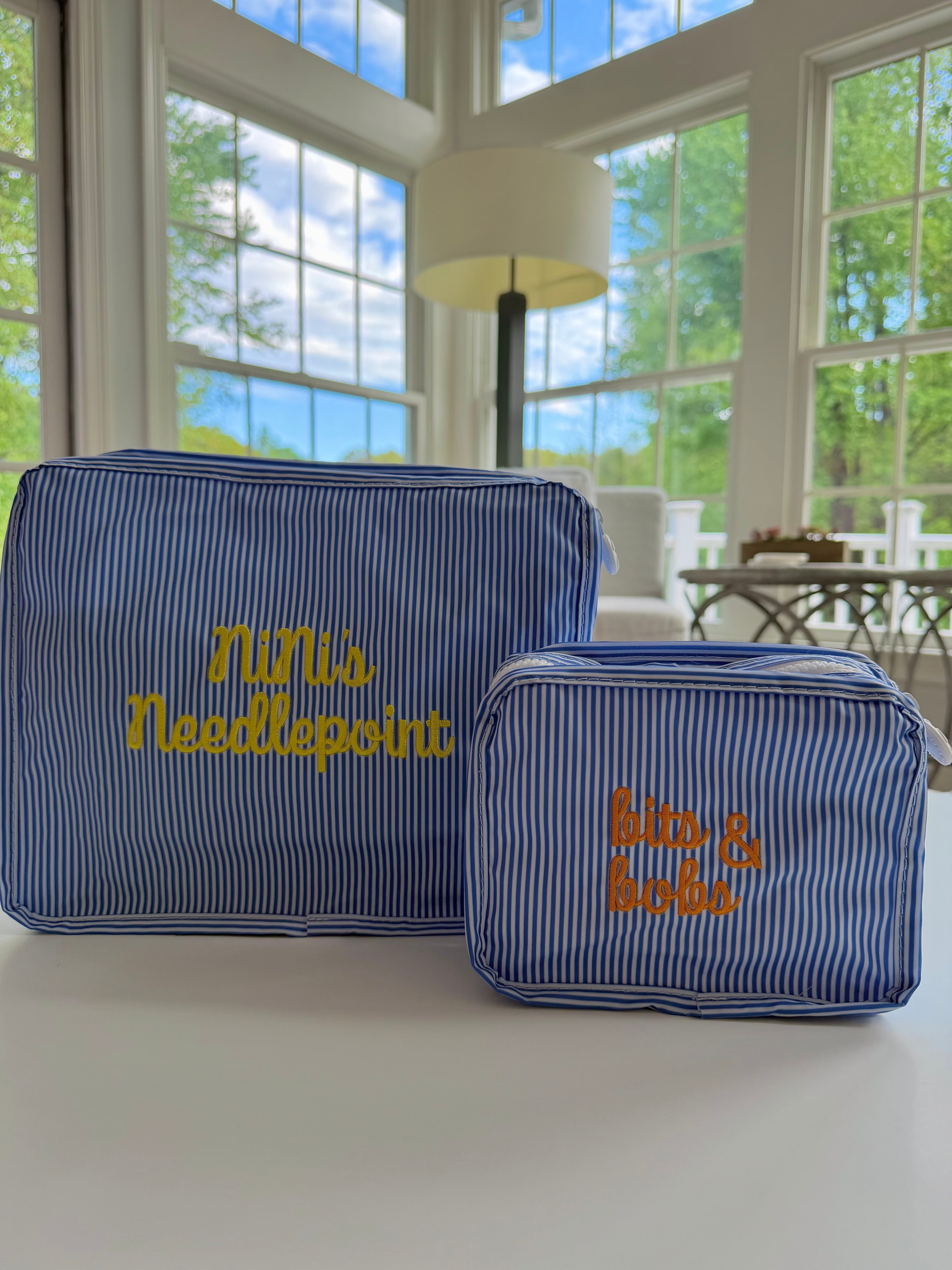 Stacked Pouches - Navy Stripe