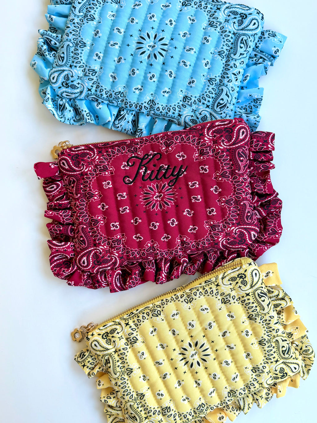 Bandana Ruffle  Quilted Cosmetic Case