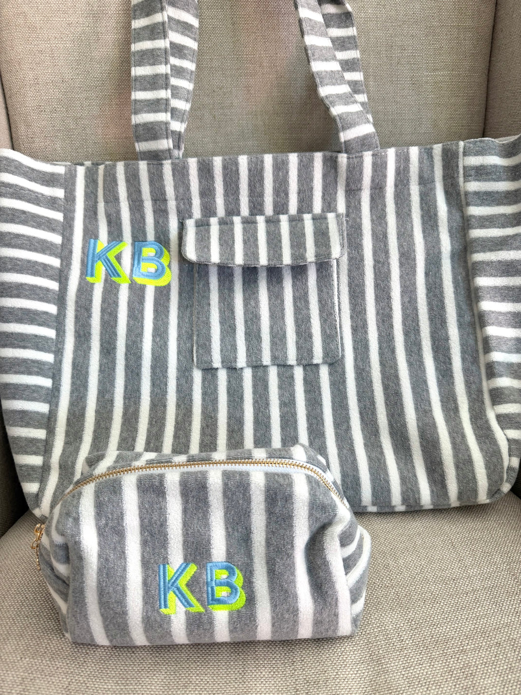 Jumbo Terry Cloth Striped Beach Bag