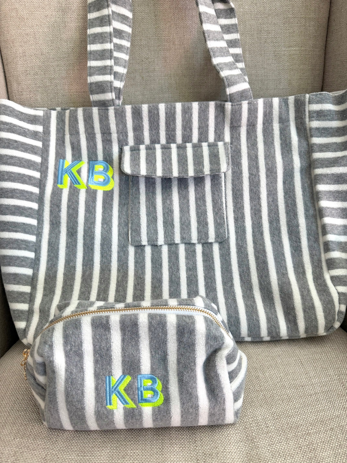Jumbo Terry Cloth Striped Beach Bag