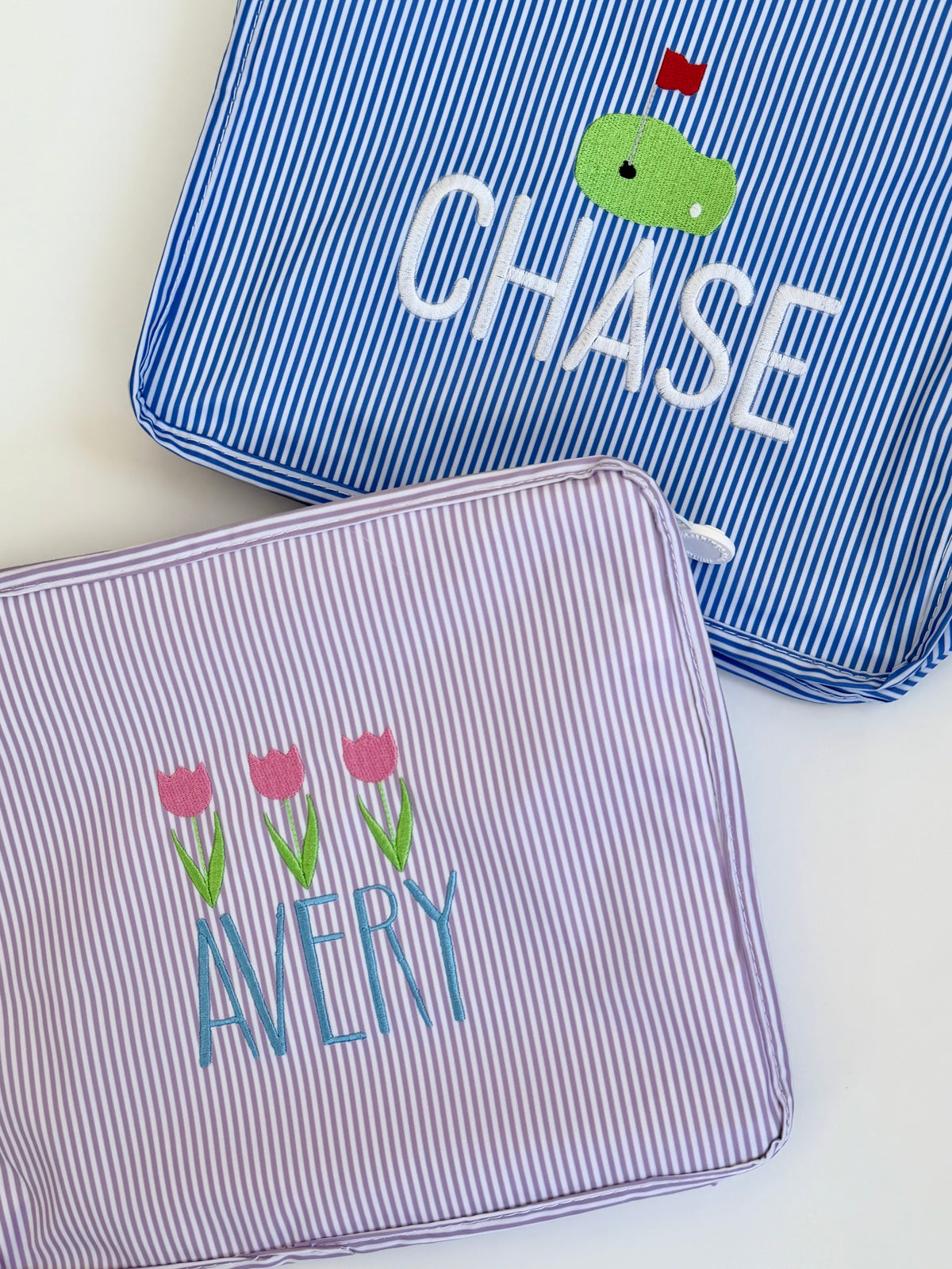 Stacked Pouches - Lilac Stripe