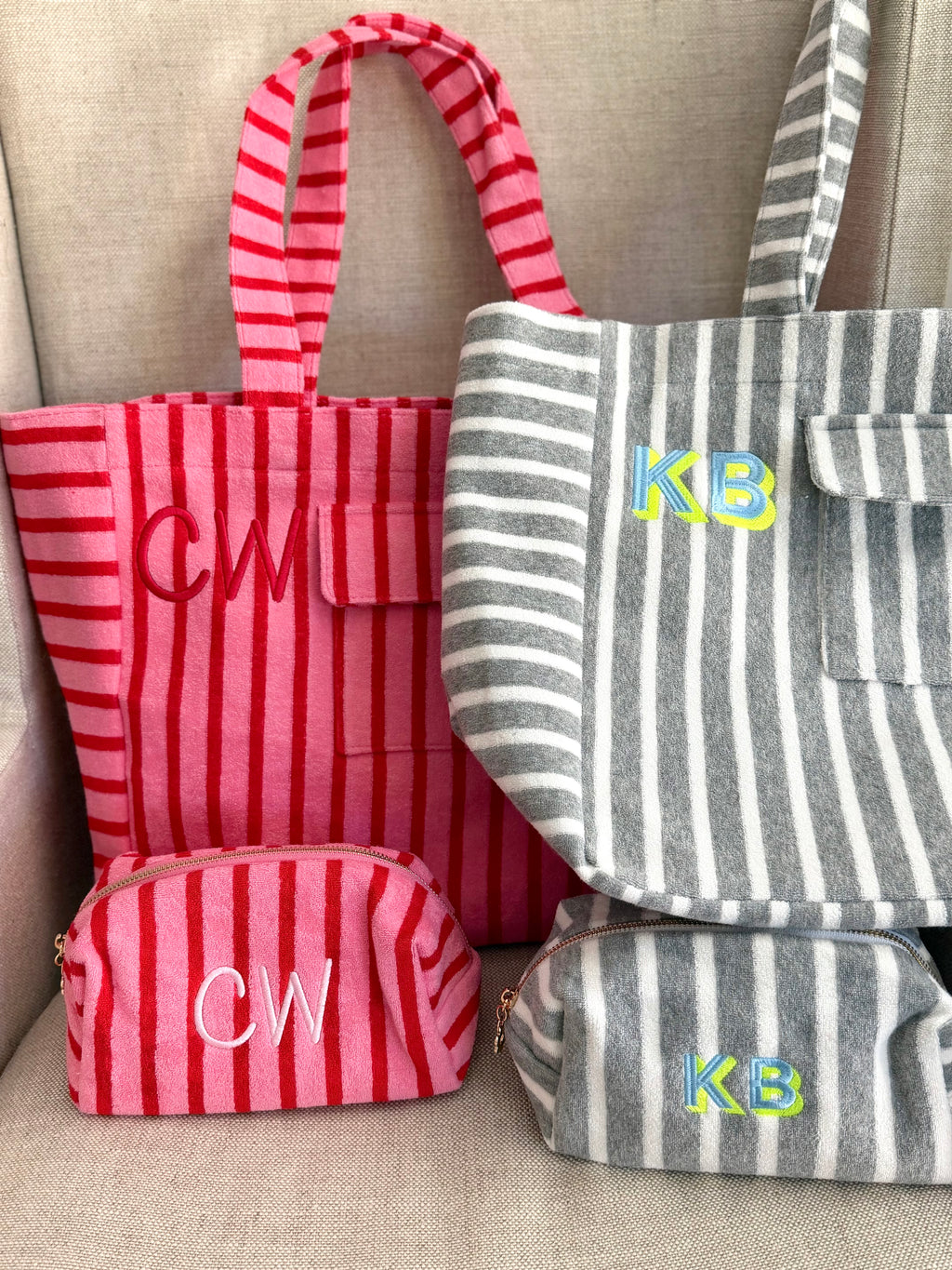 Jumbo Terry Cloth Striped Beach Bag