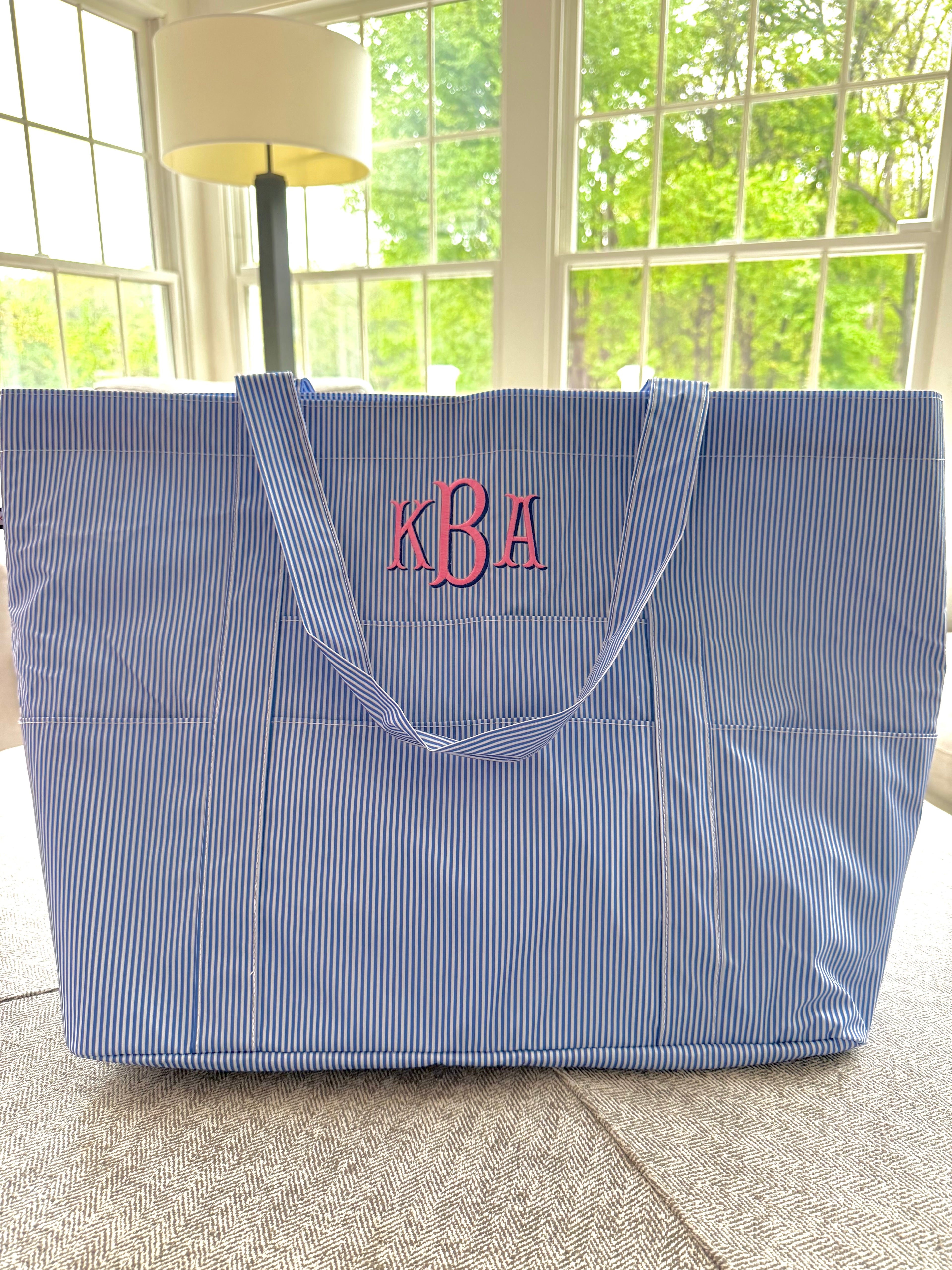 Wipeable XL Tote - Navy and White Stripe