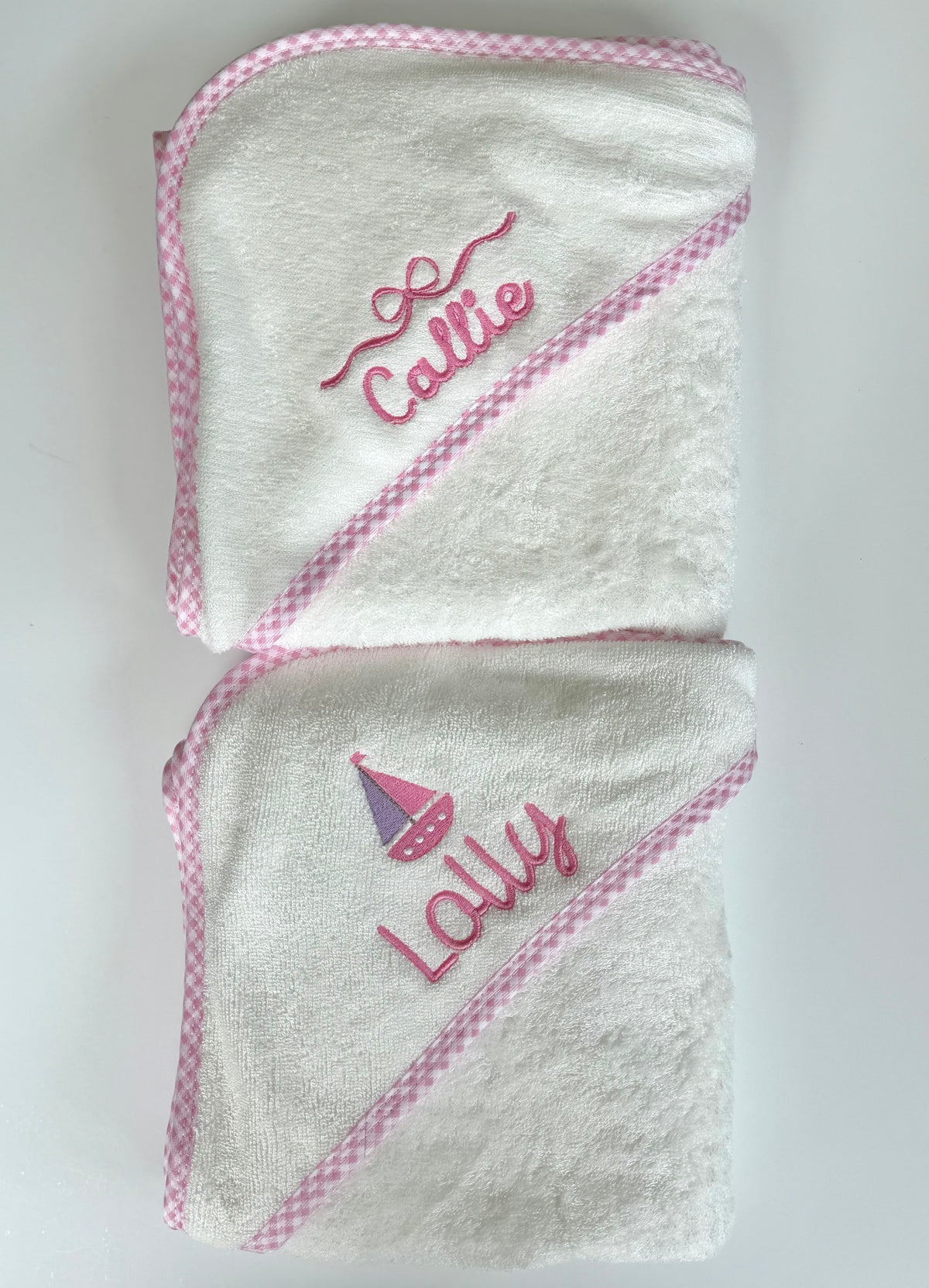 Hooded Towel with Gingham Trim