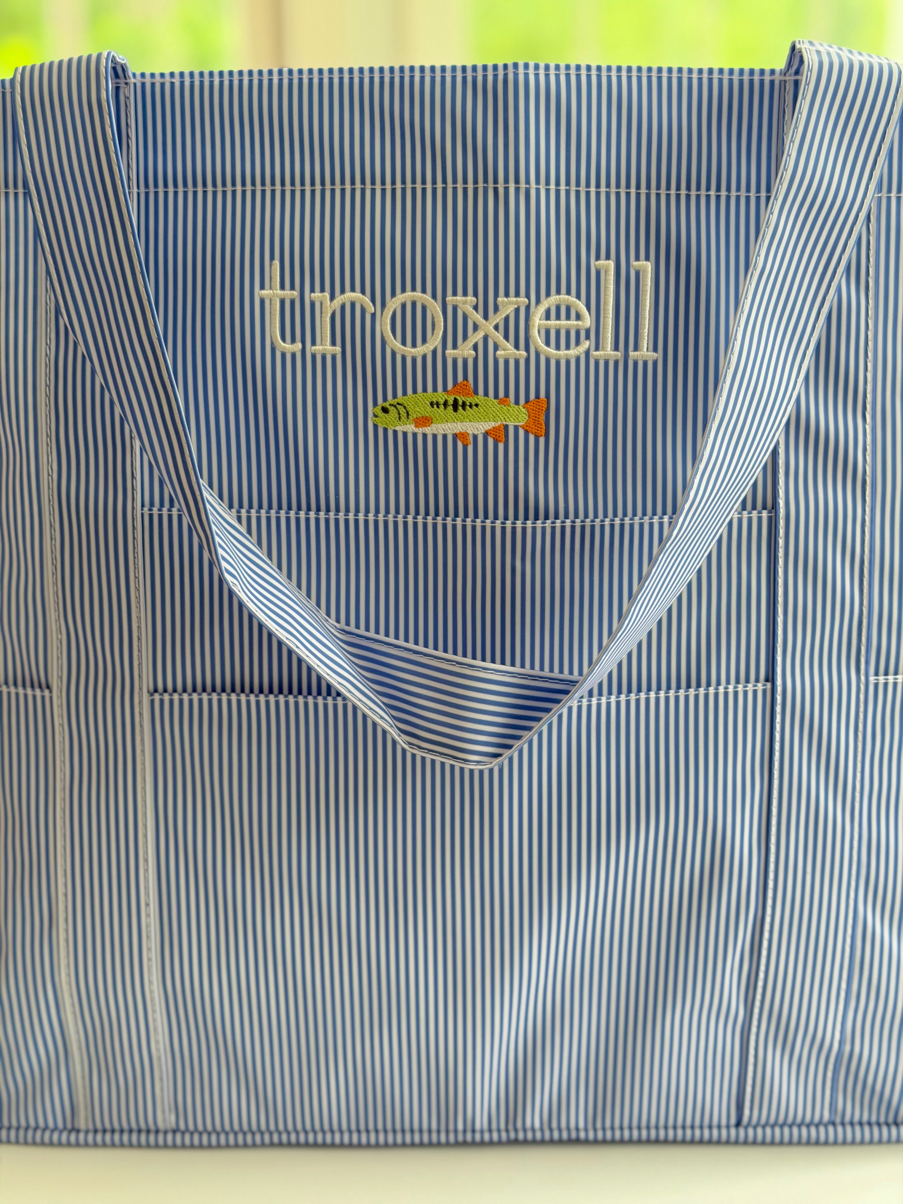 Wipeable XL Tote - Navy and White Stripe