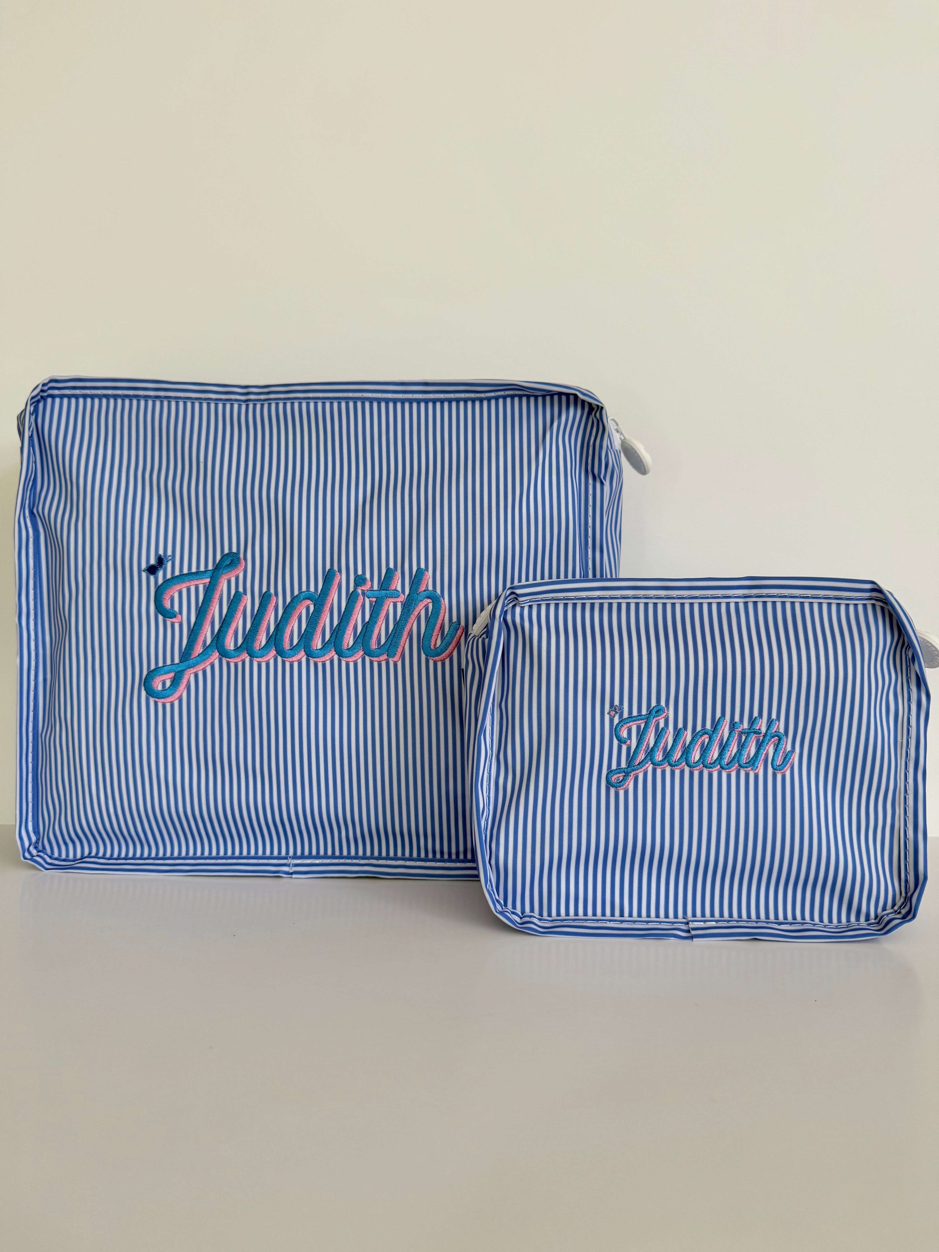 Stacked Pouches - Navy Stripe