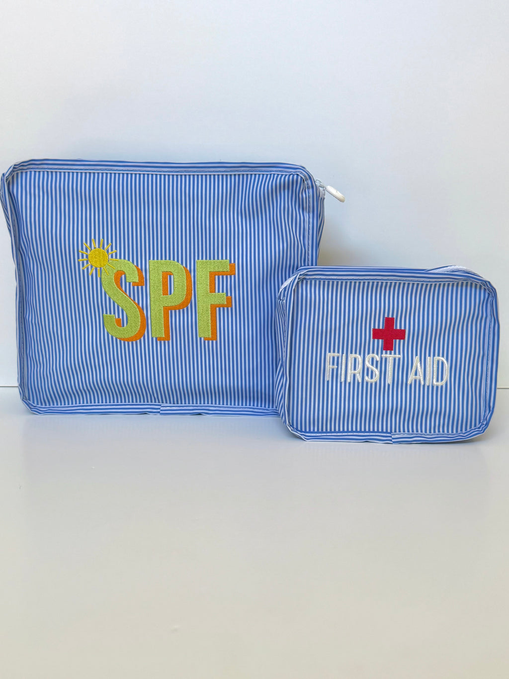 Stacked Pouches - Navy Stripe