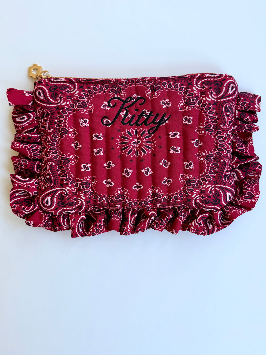 Bandana Ruffle  Quilted Cosmetic Case