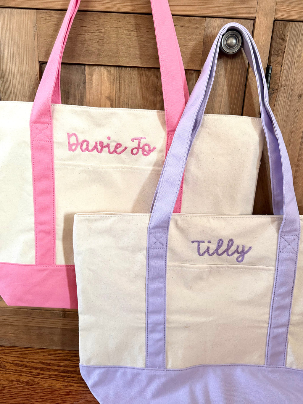 Canvas Tote Bag with an External Pocket