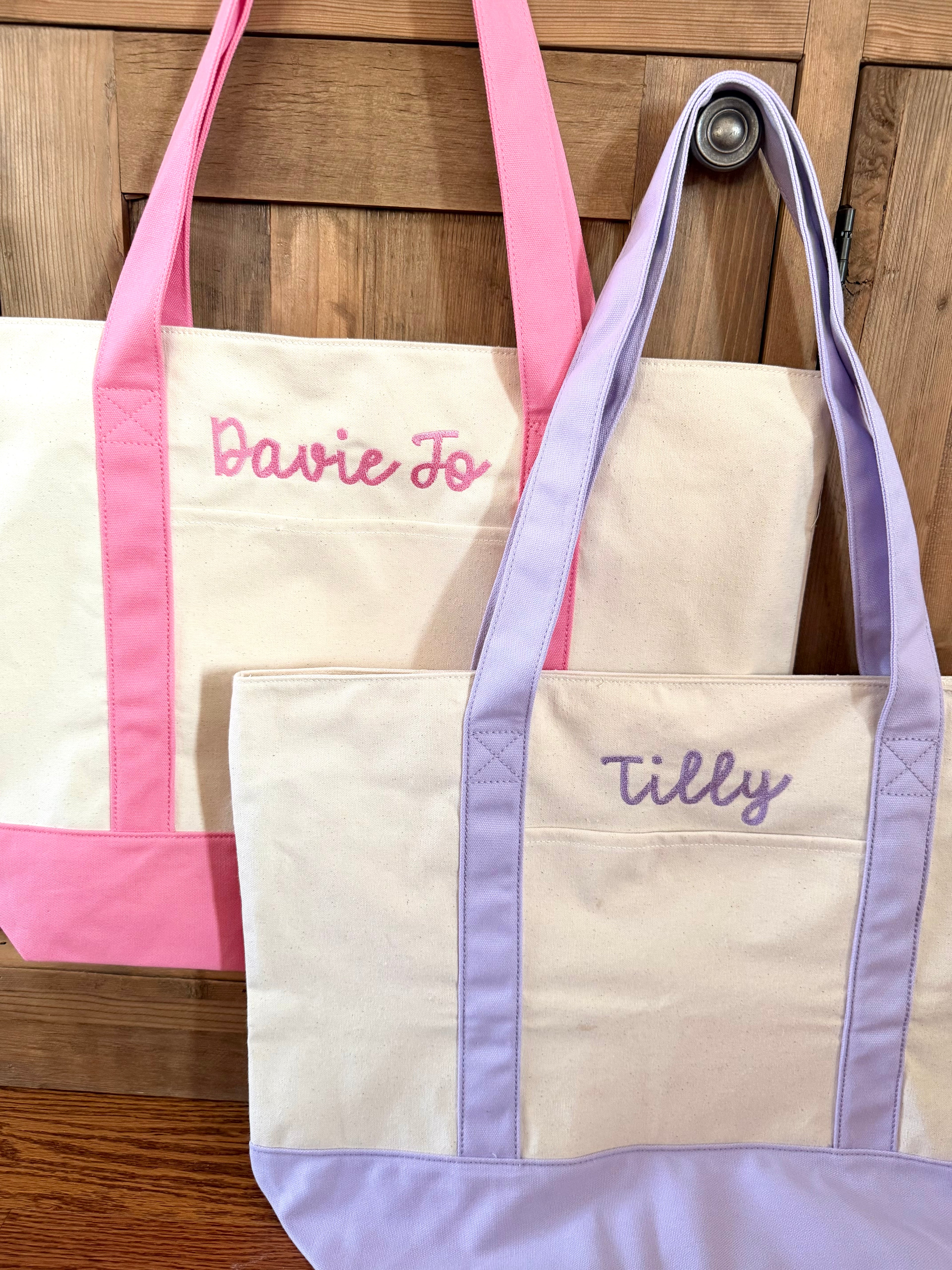 Canvas Tote Bag with an External Pocket