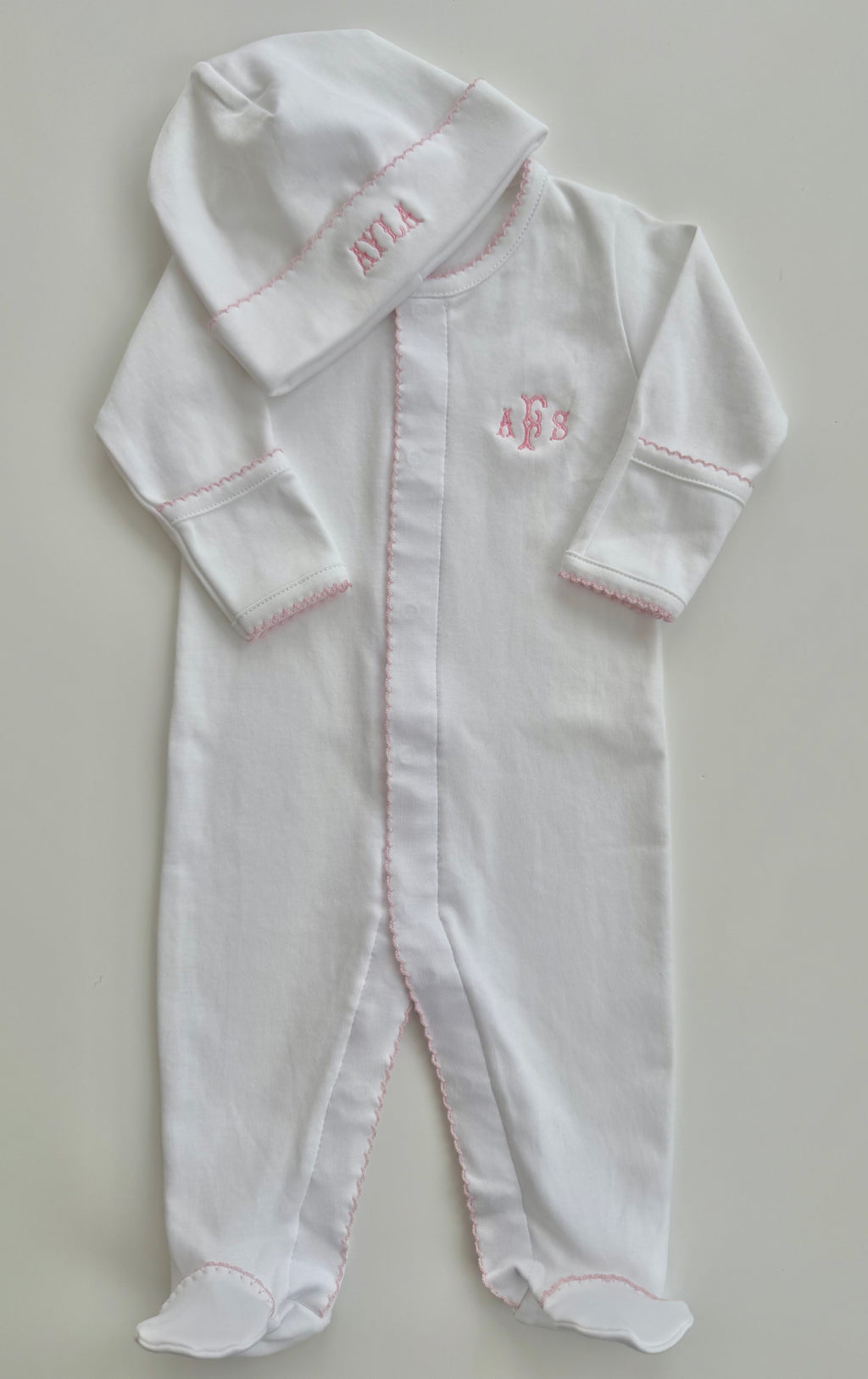 Newborn Picot Trim Bundle White with Pink Trim