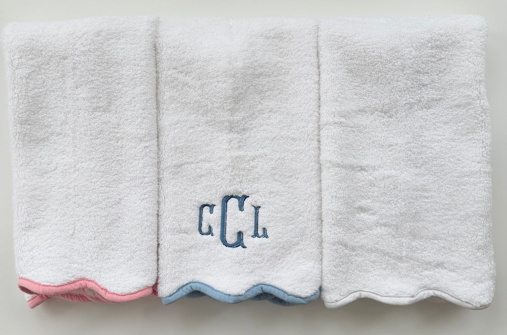 Cotton Hand Towels with Scallop Piping