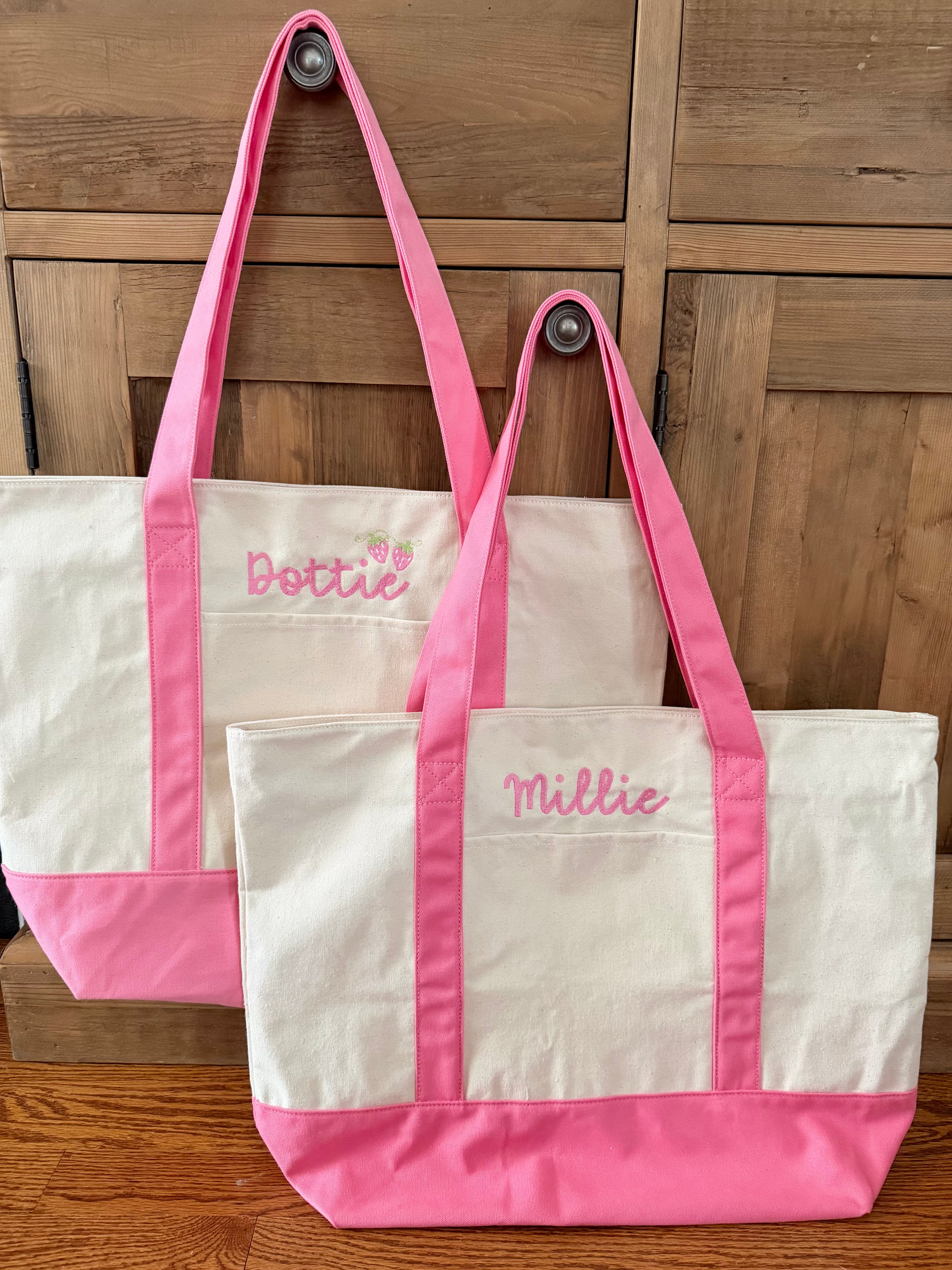Canvas Tote Bag with an External Pocket