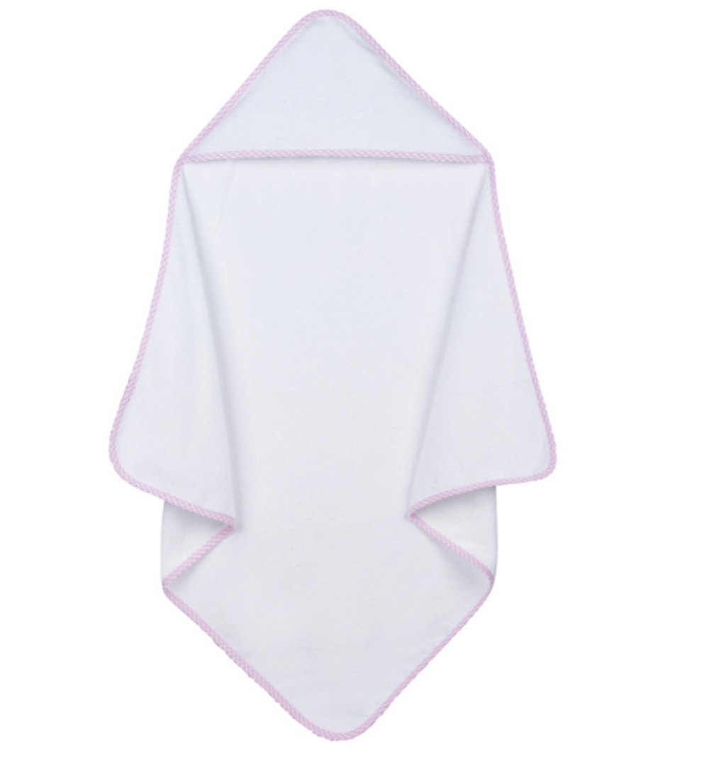 Hooded Towel with Gingham Trim