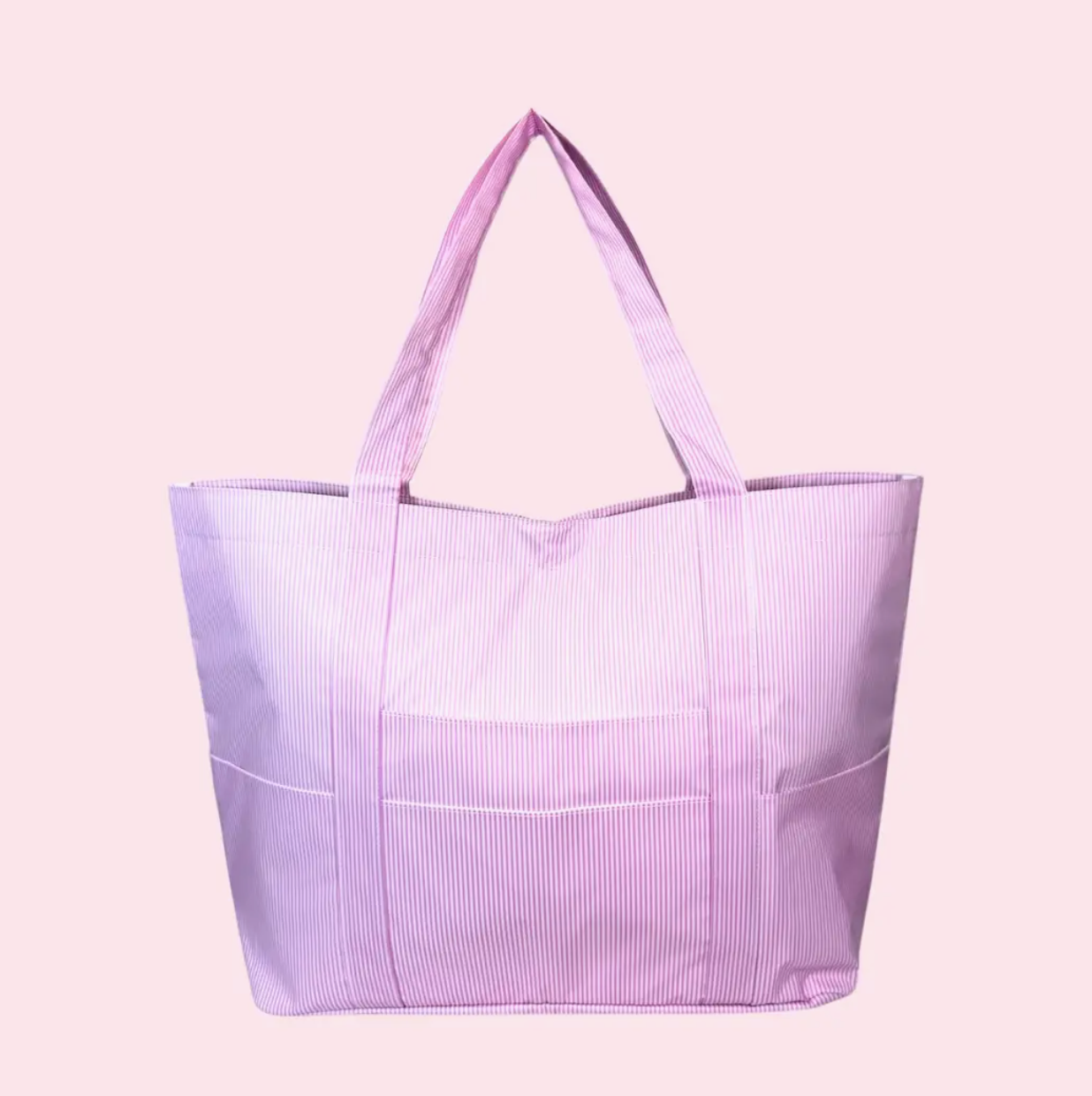 Wipeable XL Tote - Pink and White Stripe