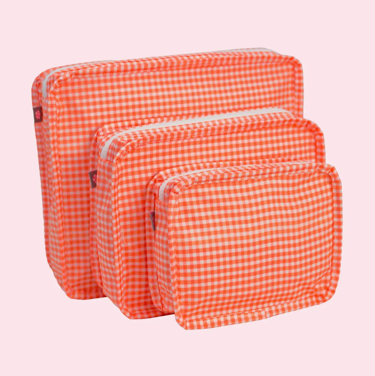 Stacked Pouches - Orange Gingham