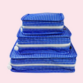 Stacked Pouches - Electric Blue Gingham
