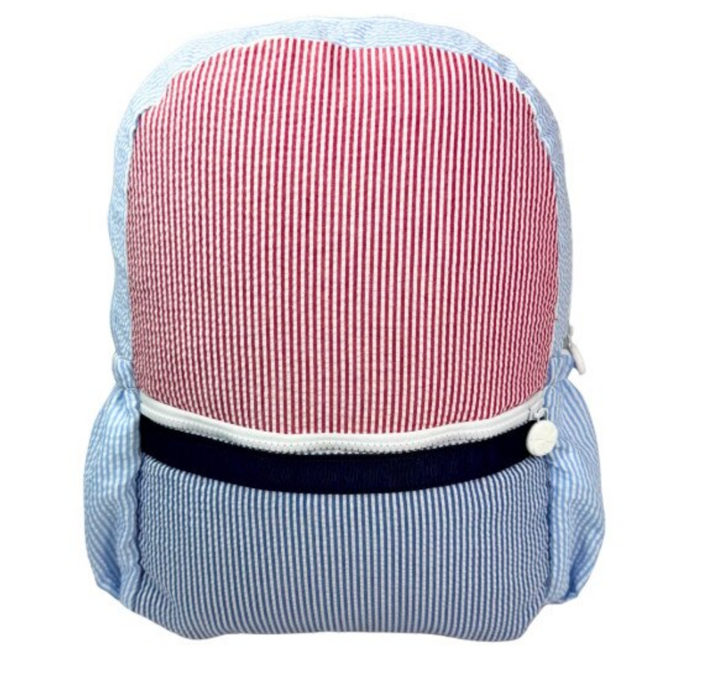 Americana Seersucker Backpack with Pockets