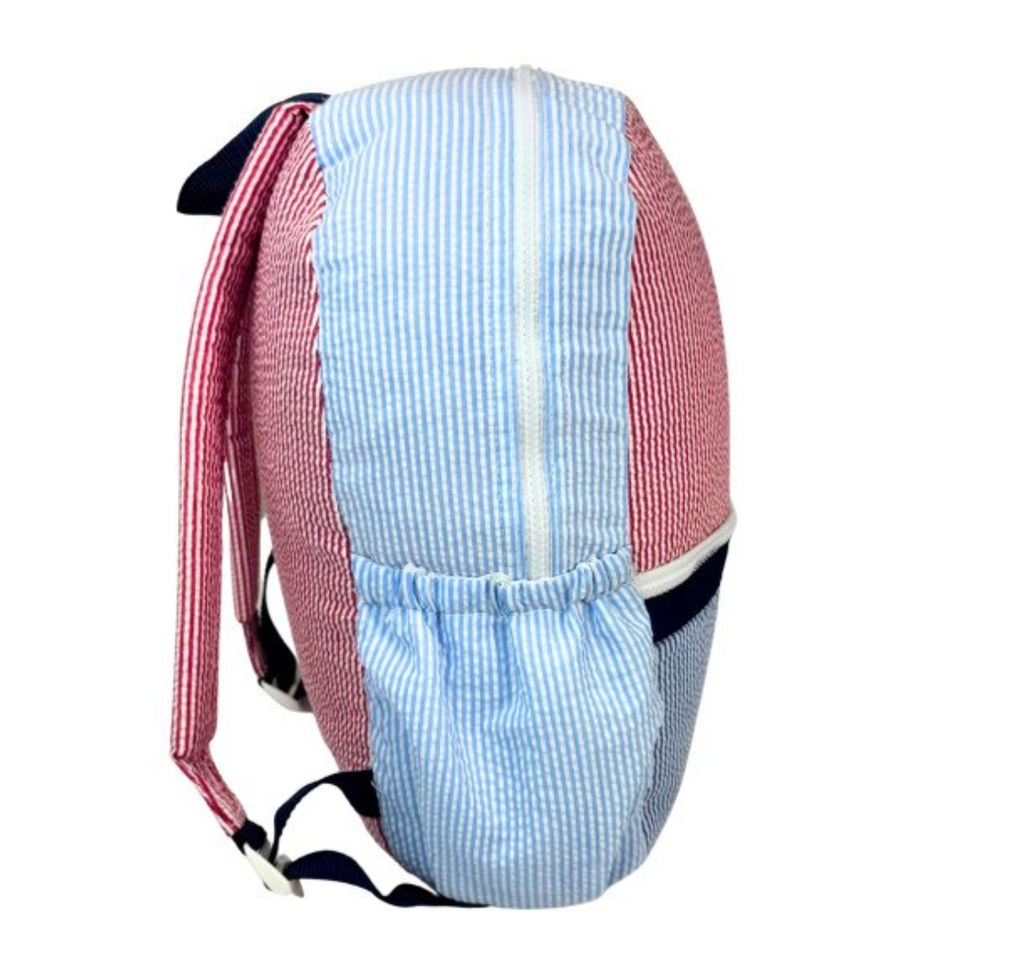 Americana Seersucker Backpack with Pockets