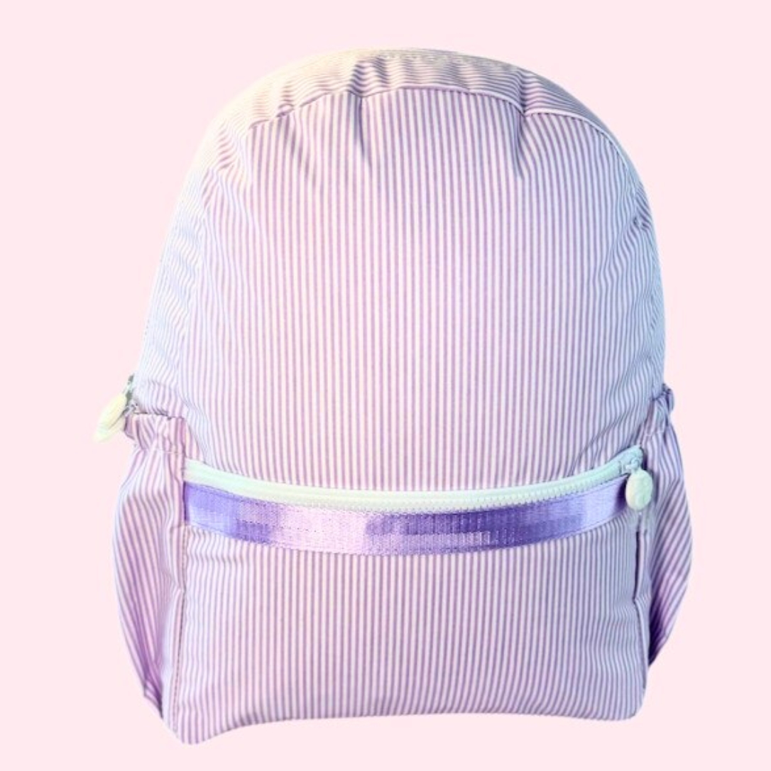 Lilac Preppy Stripe Backpack w/ Pockets