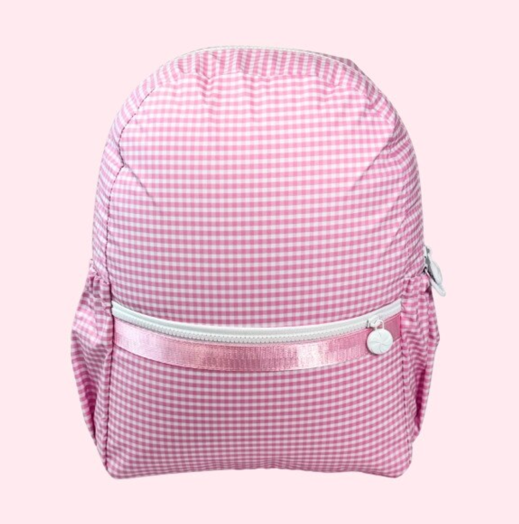 Pink Gingham Backpack w/ Pockets