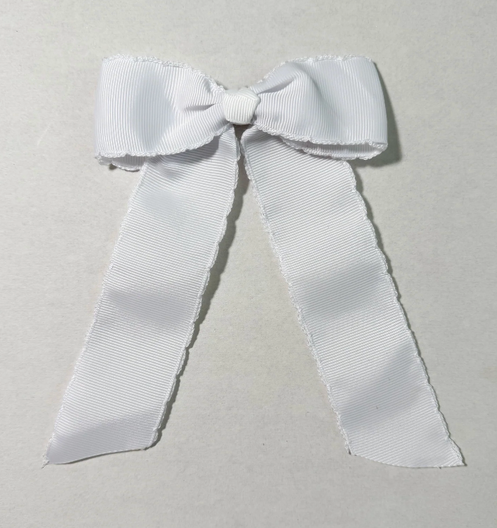 Grosgrain Hair Bow with Moonstitch Trim
