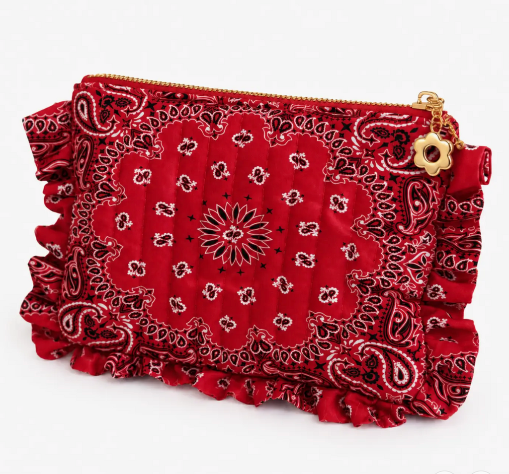 Bandana Ruffle  Quilted Cosmetic Case