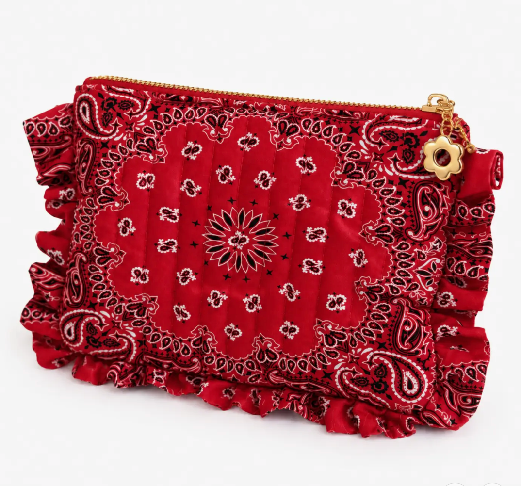 Bandana Ruffle  Quilted Cosmetic Case