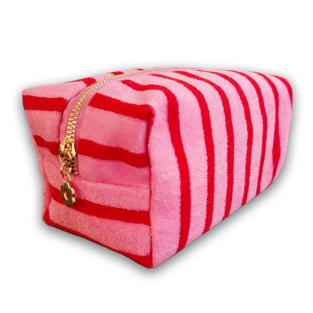 Terry Cloth Striped Cosmetic Case
