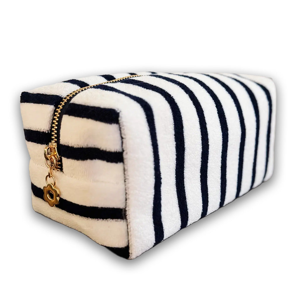Terry Cloth Striped Cosmetic Case